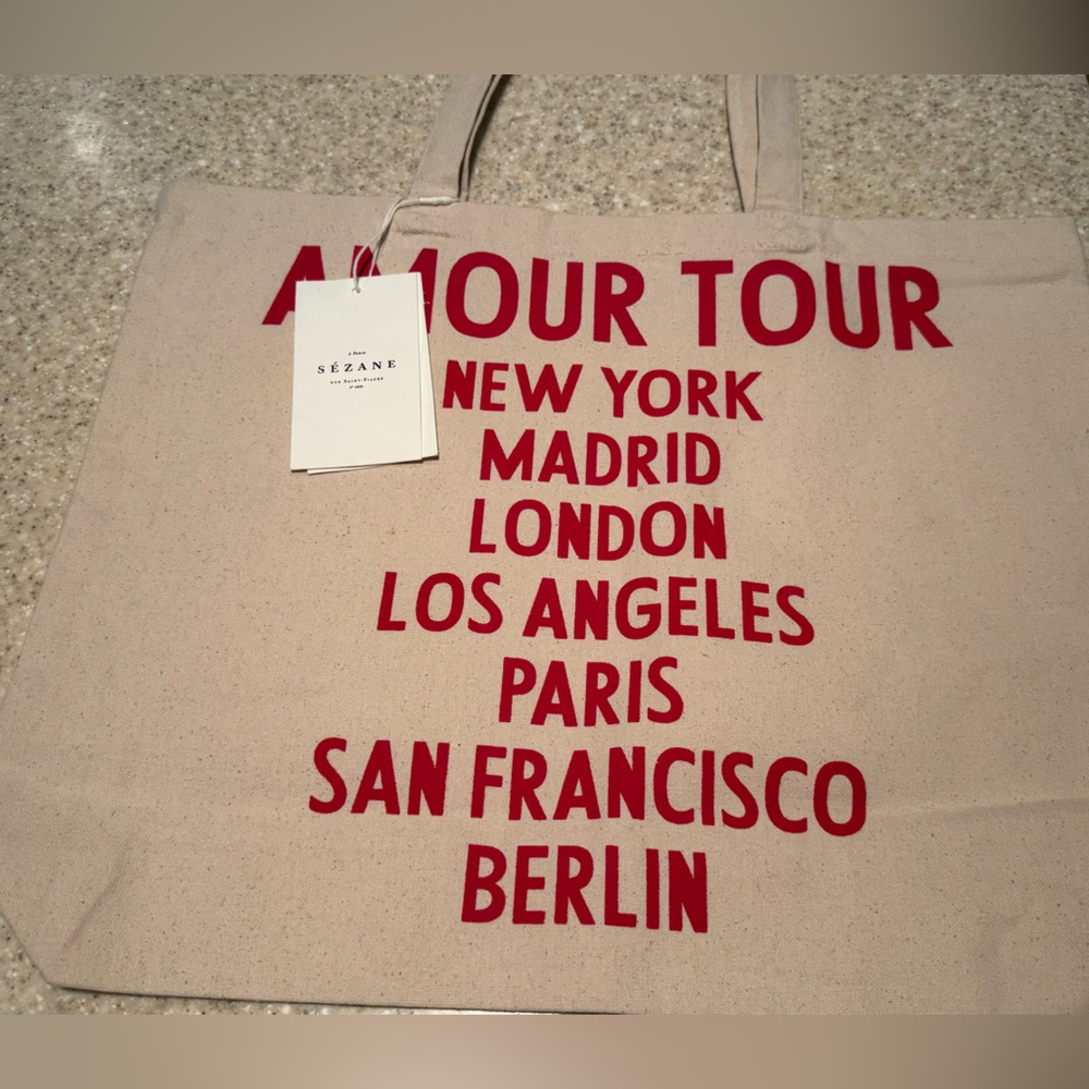 Sézane Beige and Red Women's Tote Bag